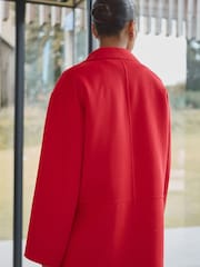 Red Premium Handsewn Wool Blend Blazer Coat - Image 3 of 9
