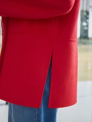 Red Premium Handsewn Wool Blend Blazer Coat - Image 5 of 9
