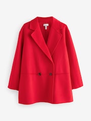 Red Premium Handsewn Wool Blend Blazer Coat - Image 6 of 9