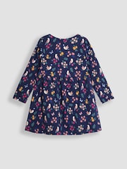 JoJo Maman Bébé Navy Blue Bird & Butterfly Button Front Dress - Image 2 of 4