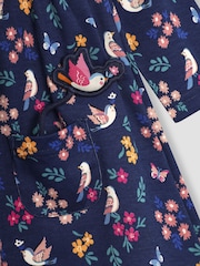 JoJo Maman Bébé Navy Blue Bird & Butterfly Button Front Dress - Image 4 of 4