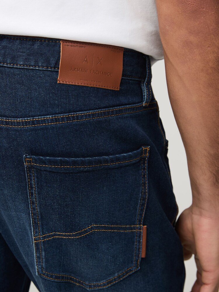 Armani Exchange Dark Blue Wash Straight Denim Jeans - Image 3 of 5