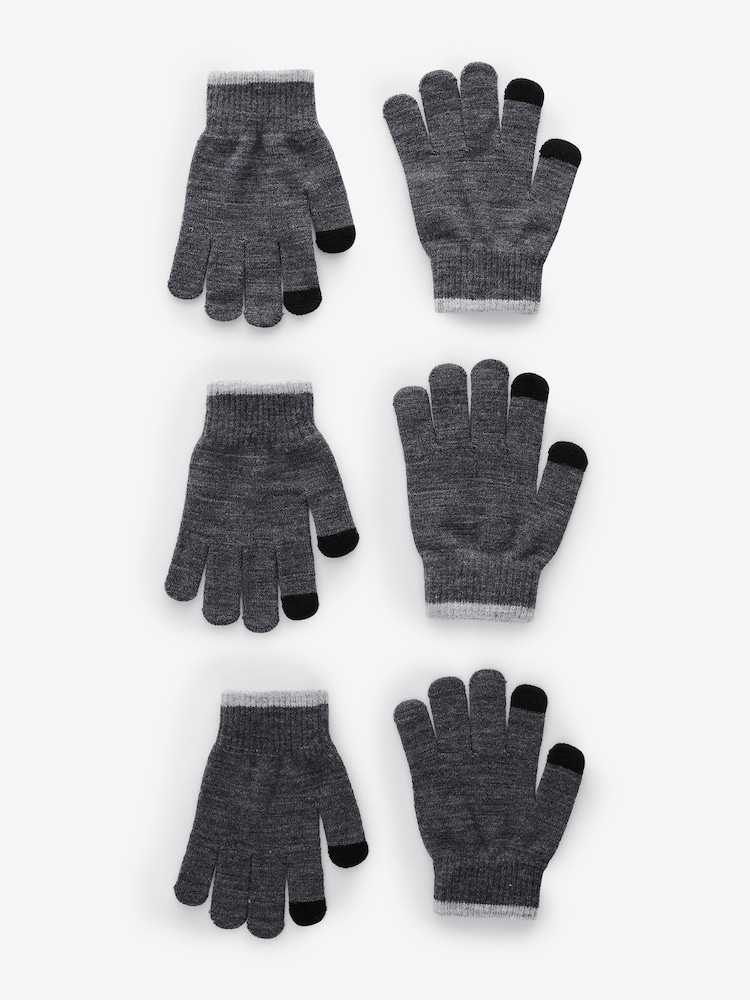 Charcoal Grey Magic Gloves 3 Pack (3-16yrs) - Image 1 of 2