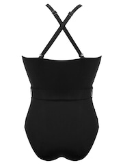 Pour Moi Black Shoreline High Neck Mesh Belted Swimsuit - Image 4 of 4