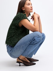 Green Short Sleeve Fluffy Top - Image 3 of 5