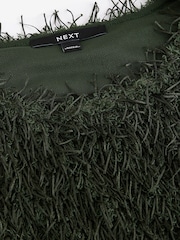 Green Short Sleeve Fluffy Top - Image 4 of 5