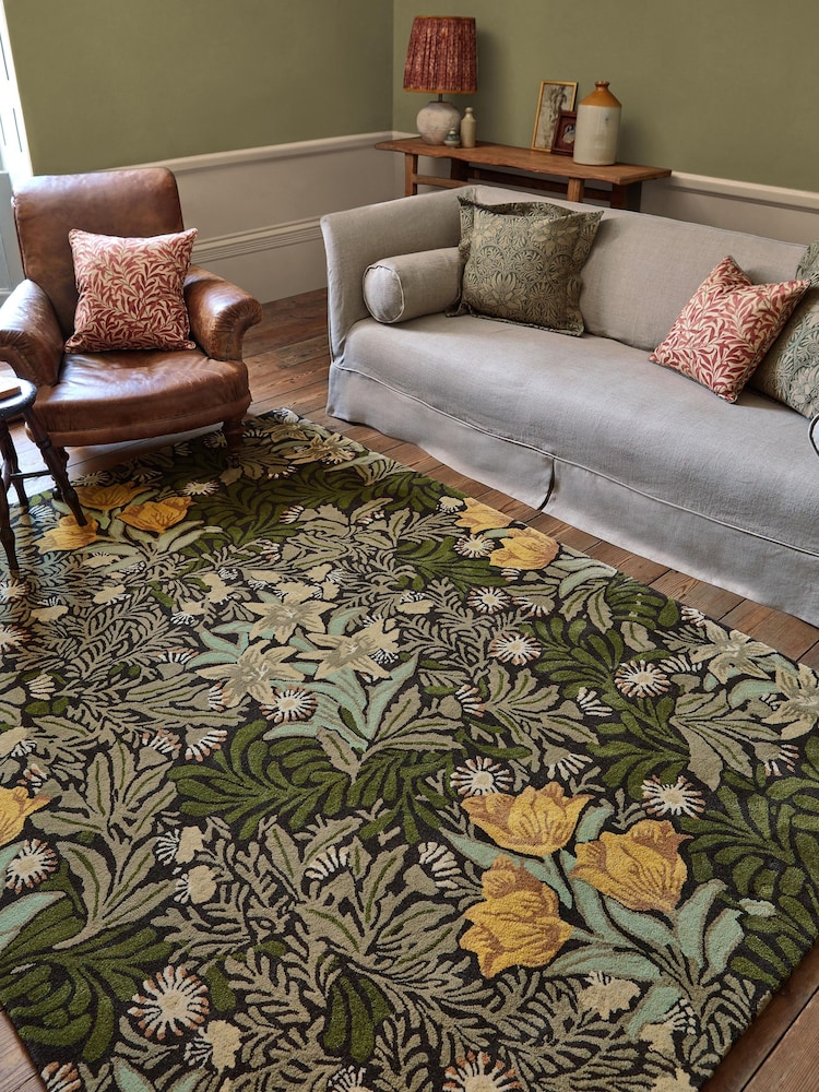 Morris & Co Green Bower Rug - Image 1 of 4