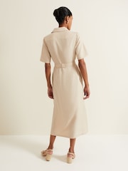 Phase Eight Natural Willow Utility Midi Dress With Linen - Image 4 of 8
