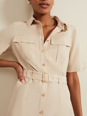 Phase Eight Natural Willow Utility Midi Dress With Linen - Image 7 of 8