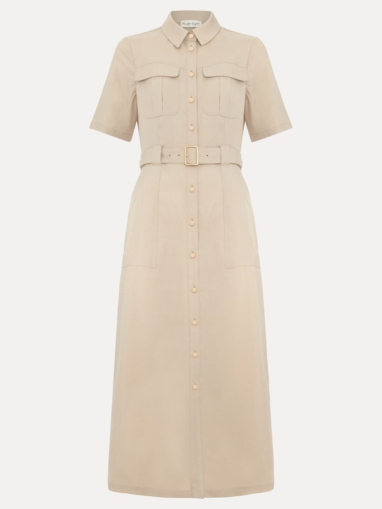 Phase Eight Natural Willow Utility Midi Dress With Linen - Image 8 of 8