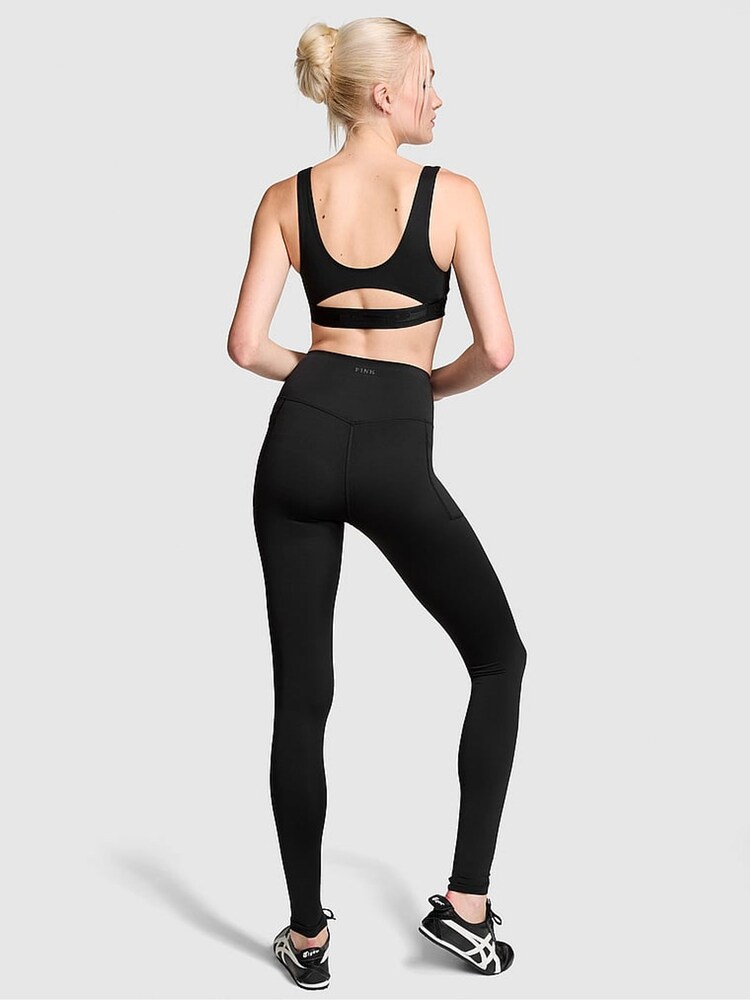 Victoria's Secret PINK Black Relay Compression Leggings - Image 2 of 3 Victoria's Secret PINK Black Relay Compression Leggings - Image 2 of 3