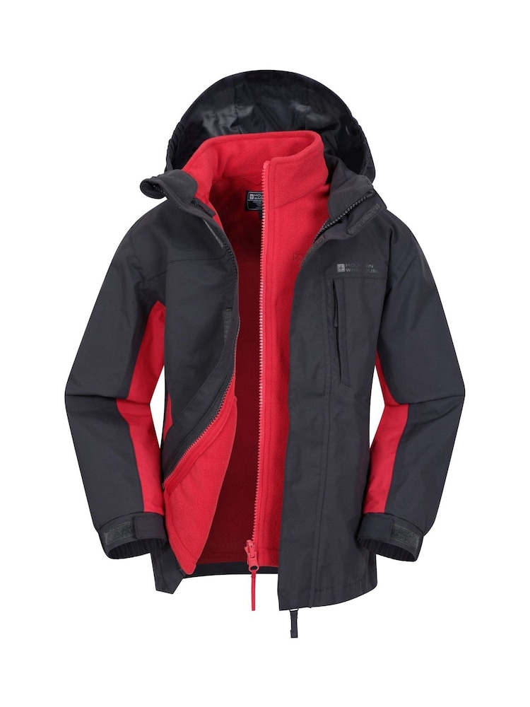 Mountain Warehouse Black Kids Cannonball 3 in 1 Waterproof Jacket - Image 2 of 5