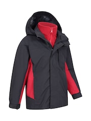 Mountain Warehouse Black Kids Cannonball 3 in 1 Waterproof Jacket - Image 3 of 5