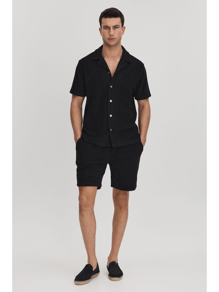 Reiss Vulcan short van badstof met trekkoord - Image 3 of 6