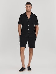 Reiss Navy Vulcan Towelling Drawstring Shorts - Image 8 of 8