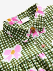 Pink/Green Bow Print 100% Cotton Shirt Dress (3mths-8yrs) - Image 10 of 12