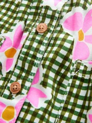 Pink/Green Bow Print 100% Cotton Shirt Dress (3mths-8yrs) - Image 11 of 12