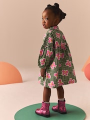 Pink/Green Bow Print 100% Cotton Shirt Dress (3mths-8yrs) - Image 4 of 12