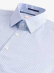 Blue Check Slim Fit Premium Two-Fold Cotton Shirt - Image 6 of 7