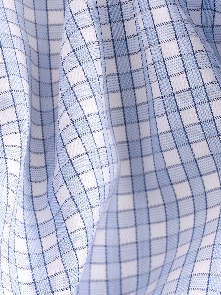 Blue Check Slim Fit Premium Two-Fold Cotton Shirt - Image 7 of 7