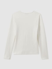 Reiss Ivory Farrah Modal Blend V-Neck Top - Image 3 of 4