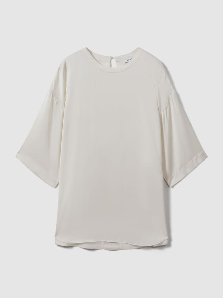 Reiss Ivory Anya Relaxed Satin Blouse - Image 2 of 7