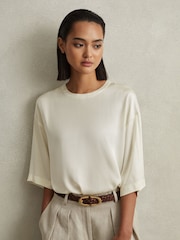 Reiss Ivory Anya Relaxed Satin Blouse - Image 3 of 7