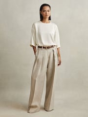 Reiss Ivory Anya Relaxed Satin Blouse - Image 4 of 7