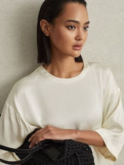 Reiss Ivory Anya Relaxed Satin Blouse - Image 5 of 7