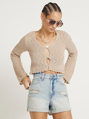 River Island svetleča kvačkana jopica z gumbi - Slika 1 iz 4