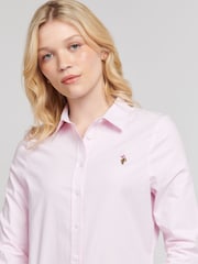 U.S. Polo Assn. Pink Womens Classic Fit Oxford 100% Cotton Shirt - Image 2 of 7