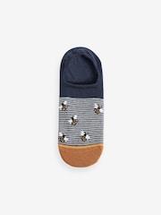 Navy/Ochre Bee Invisible Socks 5 Pack - Image 4 of 6