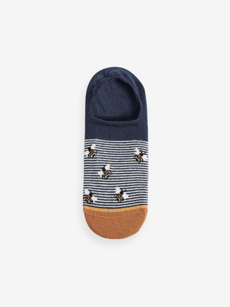 Abeille bleu marine/ocre - Paquet de chaussettes invisibles 5 - Image 4 of 6