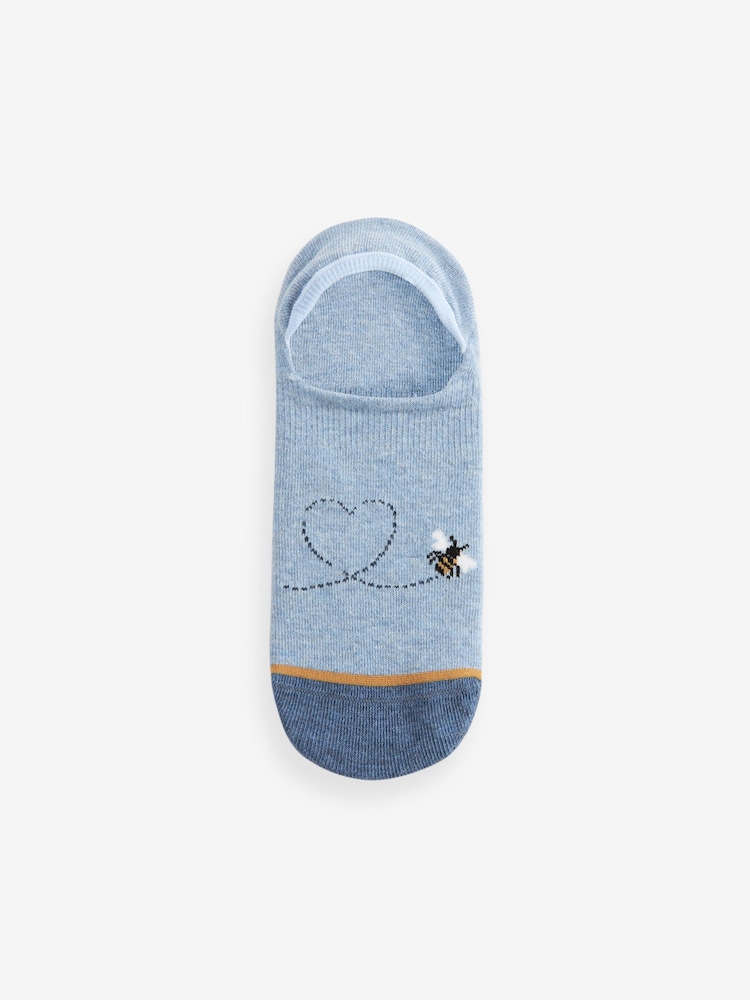 Navy/Ochre Bee Invisible Socks 5 Pack - Image 6 of 6