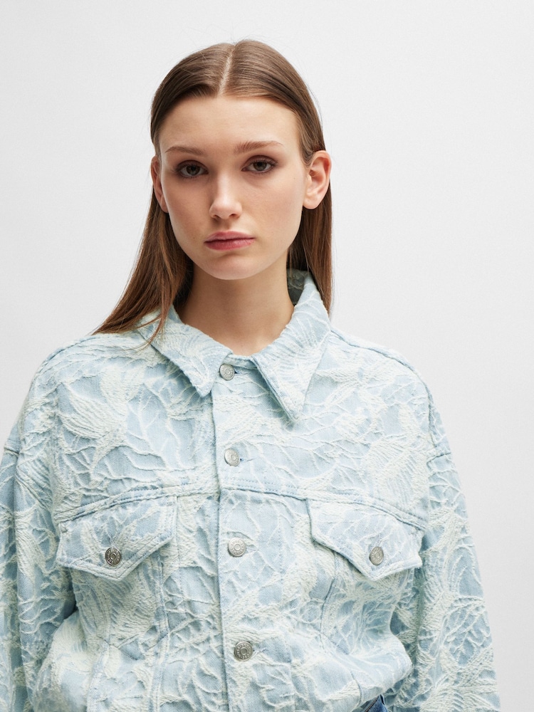 BOSS Denim-Jacke aus Baumwolle mit Stickmuster, Blau - Bild 2 von 6 BOSS Denim-Jacke aus Baumwolle mit Stickmuster, Blau - Bild 2 von 6