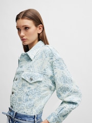BOSS Denim-Jacke aus Baumwolle mit Stickmuster, Blau - Bild 3 von 6