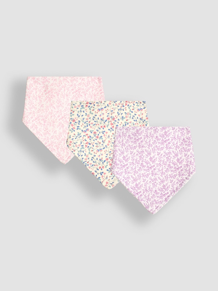 JoJo Maman Bébé White Baby Ditsy Dribble Bibs 3 Pack - Image 1 of 8 JoJo Maman Bébé White Baby Ditsy Dribble Bibs 3 Pack - Image 1 of 8