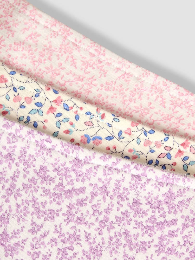 JoJo Maman Bébé White Baby Ditsy Dribble Bibs 3 Pack - Image 8 of 8