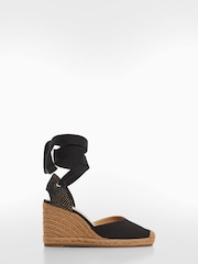 Mango Black Lace-Up Espadrilles - Image 1 of 3