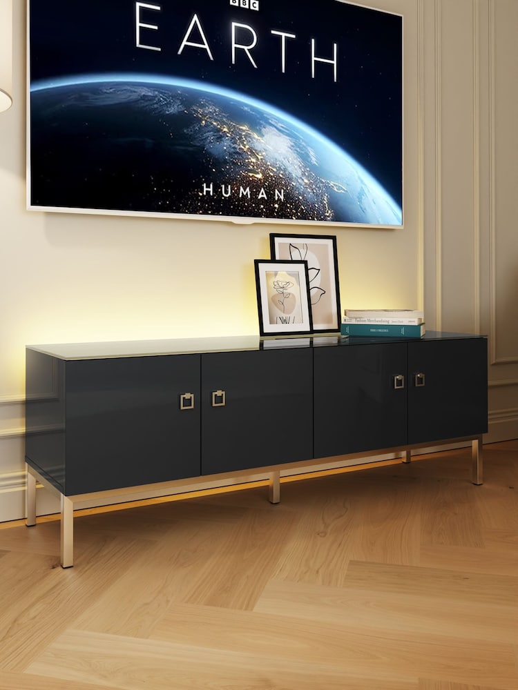 Frank Olsen Midnight Black Lyra Four Door SMART TV Cabinet - Image 1 of 11