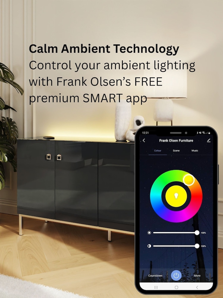 Frank Olsen Midnight Black Lyra Four Door SMART TV Cabinet - Image 12 of 12 Frank Olsen Midnight Black Lyra Four Door SMART TV Cabinet - Image 12 of 12