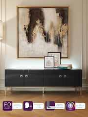 Frank Olsen Midnight Black Lyra Four Door SMART TV Cabinet - Image 2 of 11