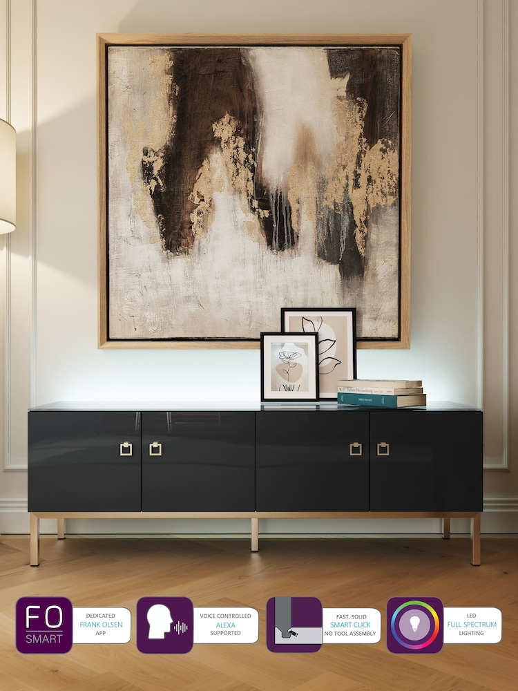 Frank Olsen Midnight Black Lyra Four Door SMART TV Cabinet - Image 2 of 11