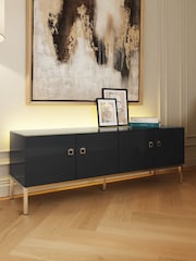 Frank Olsen Midnight Black Lyra Four Door SMART TV Cabinet - Image 3 of 11