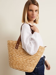 Phase Eight Cream Straw Shoulder Bag - Image 1 of 7