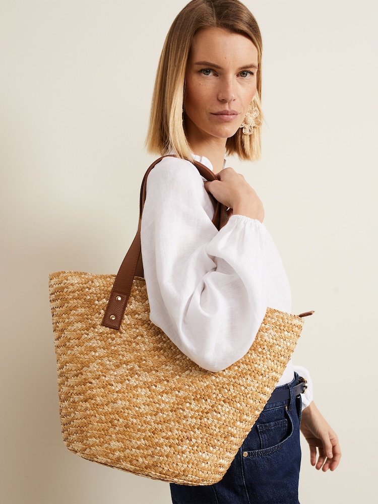 Phase Eight Cream Straw Shoulder Bag - Image 1 of 7