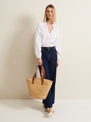 Phase Eight Cream Straw Shoulder Bag - Image 2 of 7
