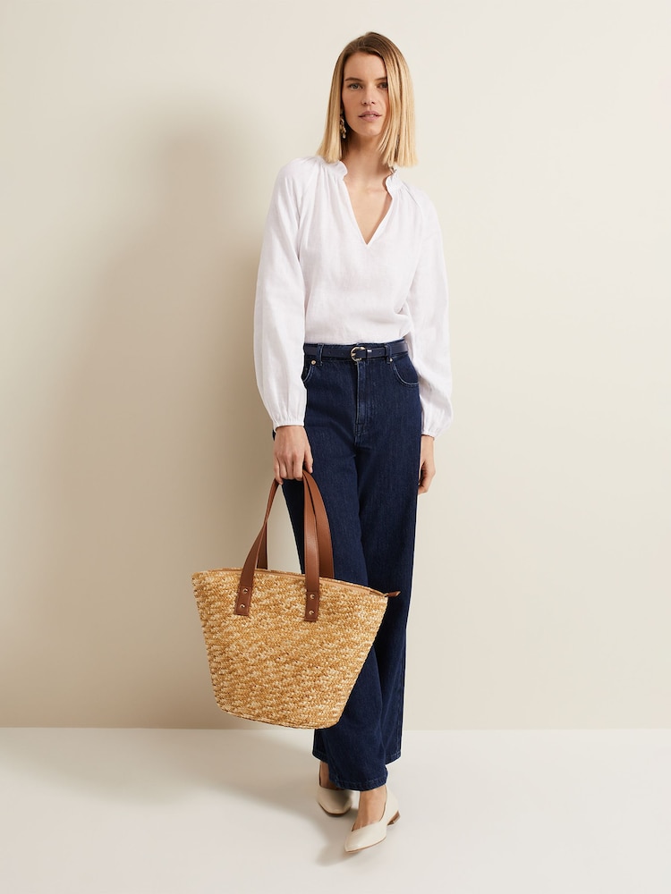 Phase Eight Cream Straw Shoulder Bag - Image 2 of 7