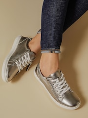 Оловянный - Jones Bootmaker Ladies Side Zip Casual Trainers - Image 1 of 7