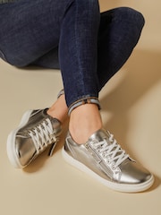 Оловянный - Jones Bootmaker Ladies Side Zip Casual Trainers - Image 2 of 7